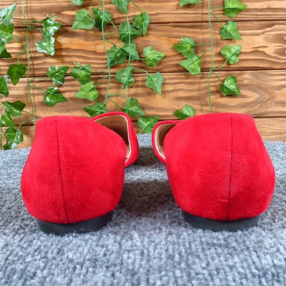 A New Day Women Pointed Toe d'Orsay Flat 7 Dress Office Red Faux Suede